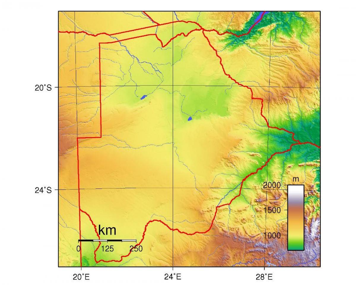 map of Botswana physical