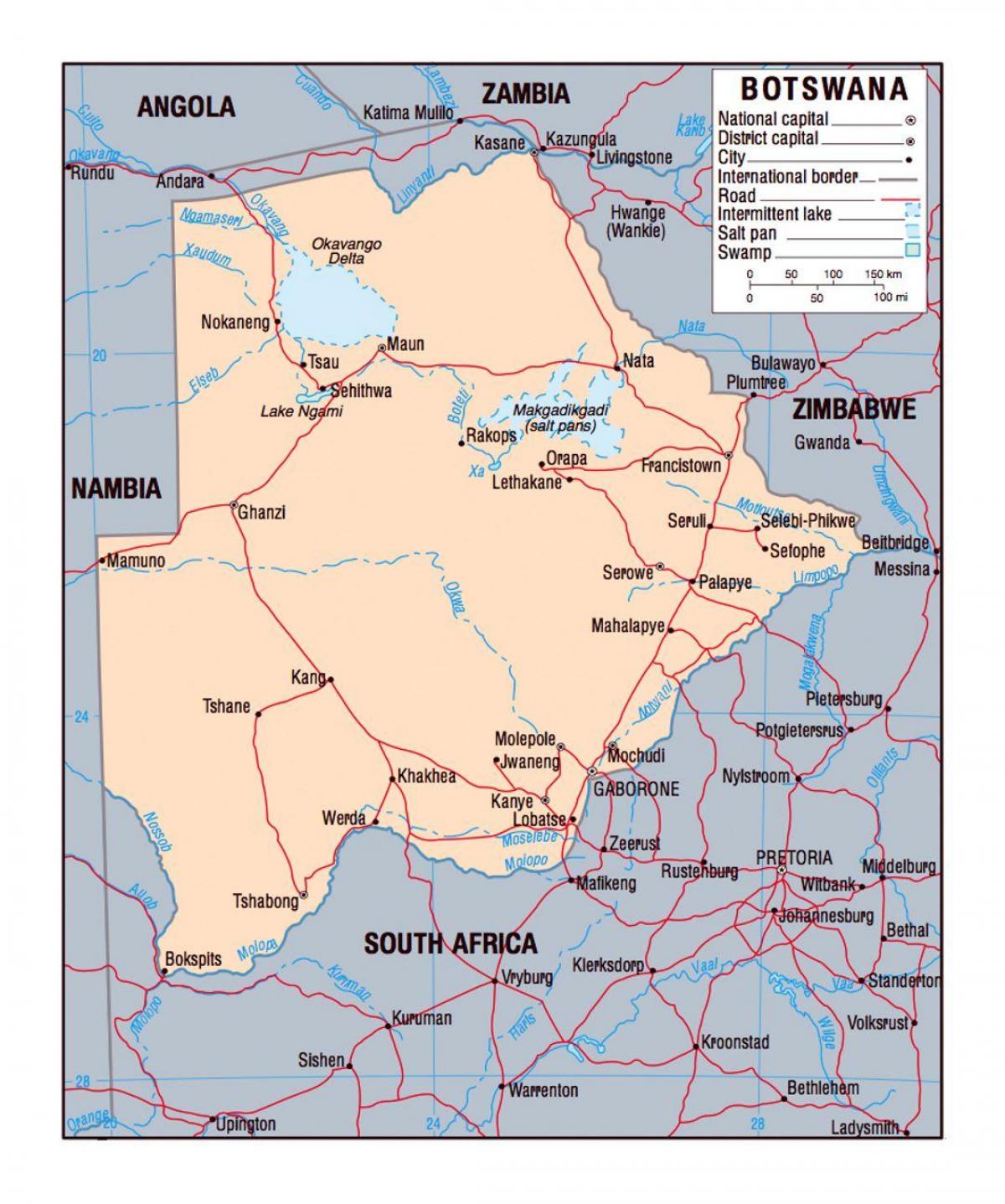 map of Botswana political