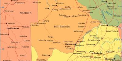 Map of Botswana showing all villages