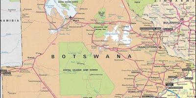 Map of Botswana map with distances