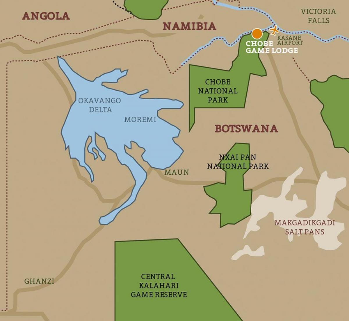 map of Botswana map national parks