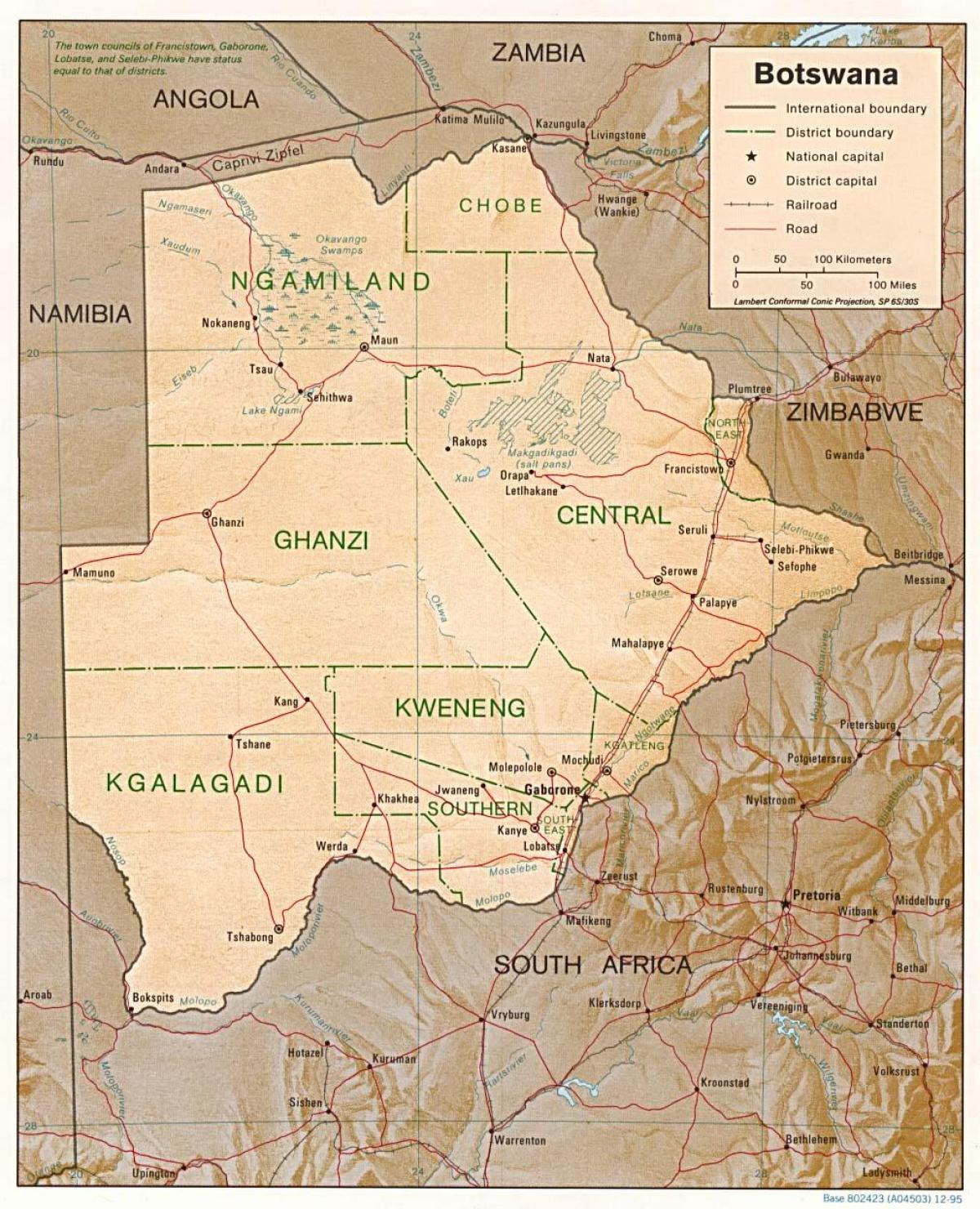 map of Botswana river