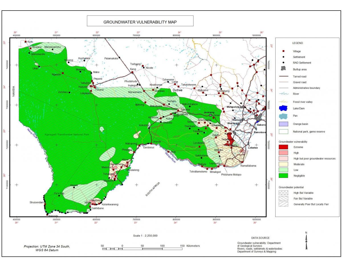 map of Botswana underground water