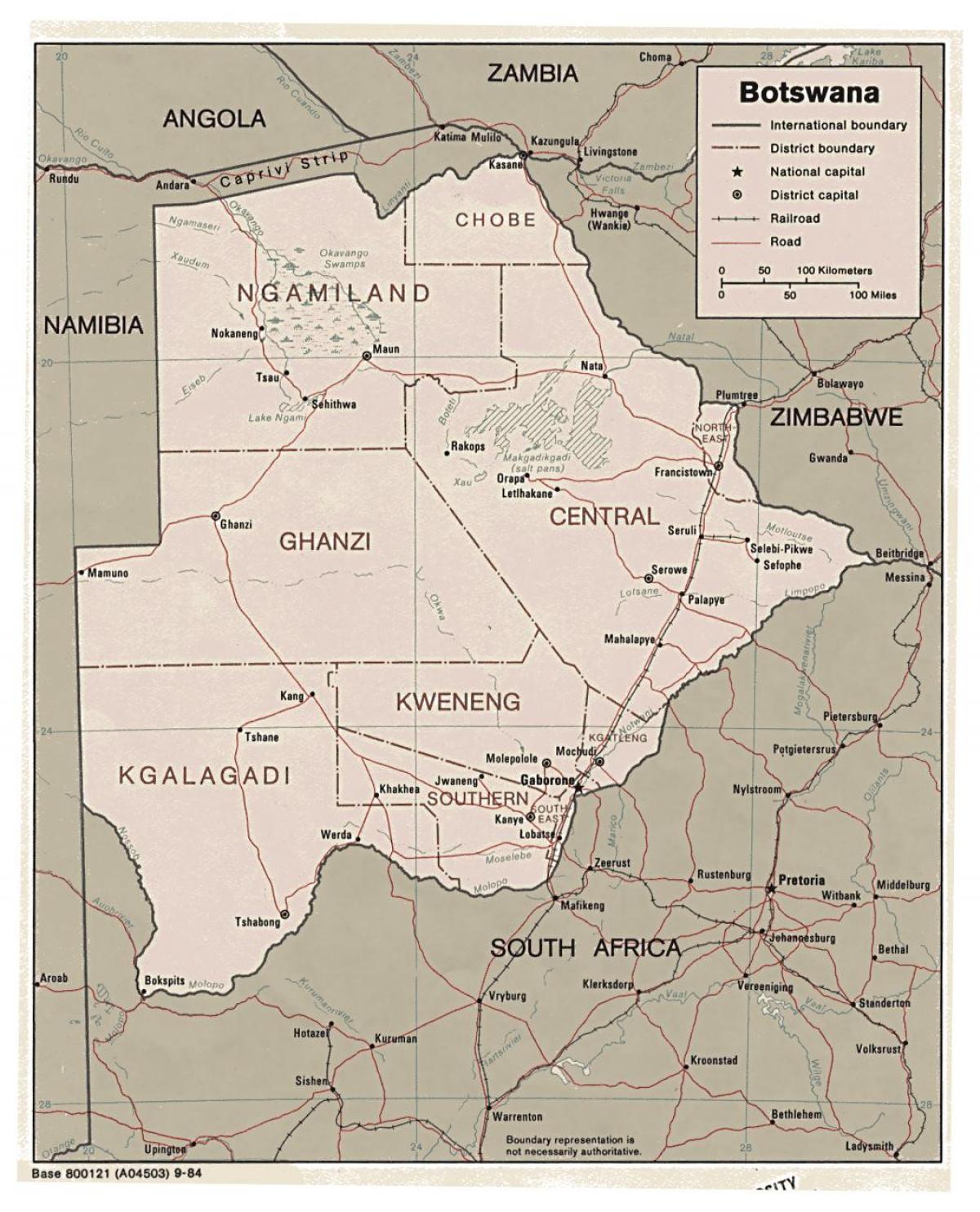 detailed map of Botswana